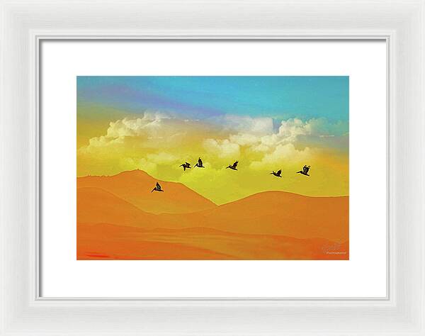 Flying Birds on an artistic background - Framed Print