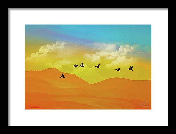 Flying Birds on an artistic background - Framed Print
