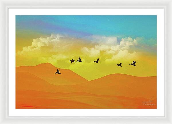 Flying Birds on an artistic background - Framed Print