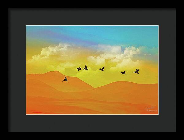 Flying Birds on an artistic background - Framed Print
