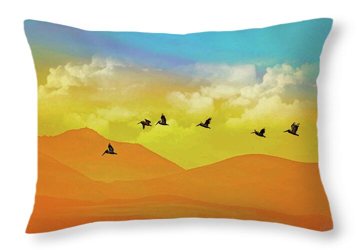 Flying Birds on an artistic background - Throw Pillow