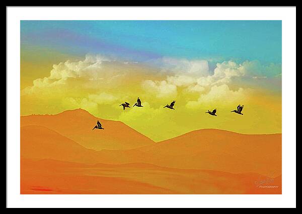 Flying Birds on an artistic background - Framed Print