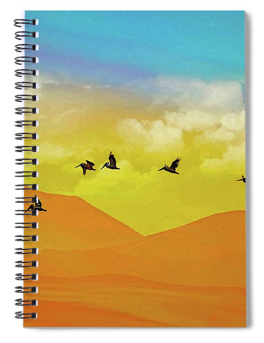 Flying Birds on an artistic background - Spiral Notebook