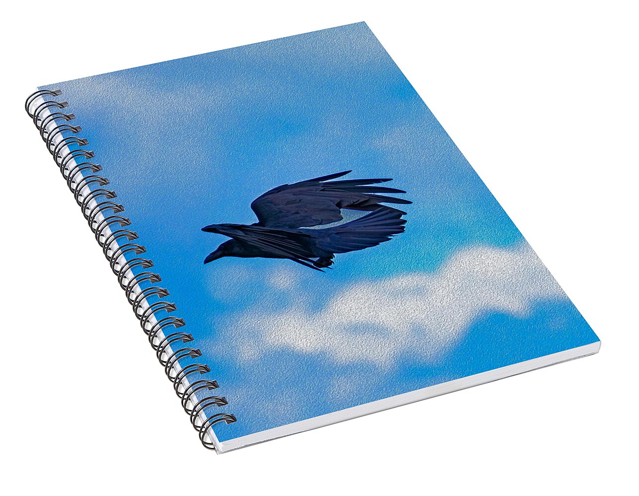 Flying Crow and Blue Sky Background  - Spiral Notebook