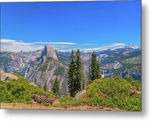 Forest Landscape of Half Dome and Waterfall - Metal Print