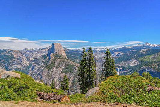 Forest Landscape of Half Dome and Waterfall - Art Print