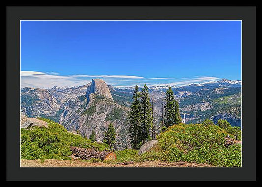 Forest Landscape of Half Dome and Waterfall - Framed Print