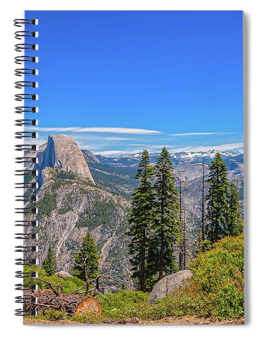 Forest Landscape of Half Dome and Waterfall - Spiral Notebook