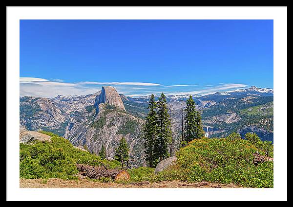 Forest Landscape of Half Dome and Waterfall - Framed Print