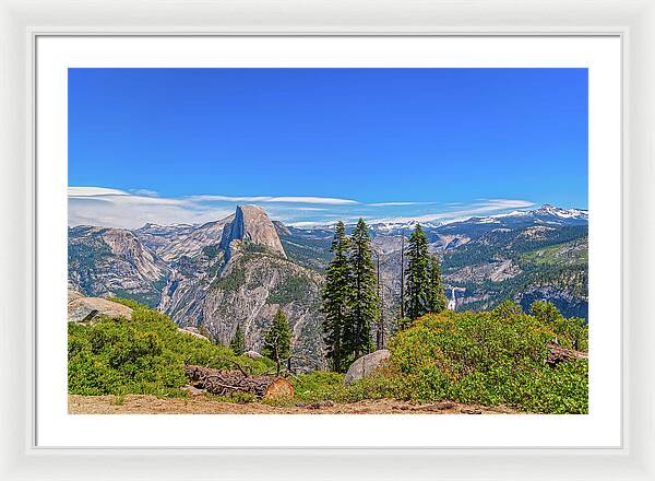 Forest Landscape of Half Dome and Waterfall - Framed Print