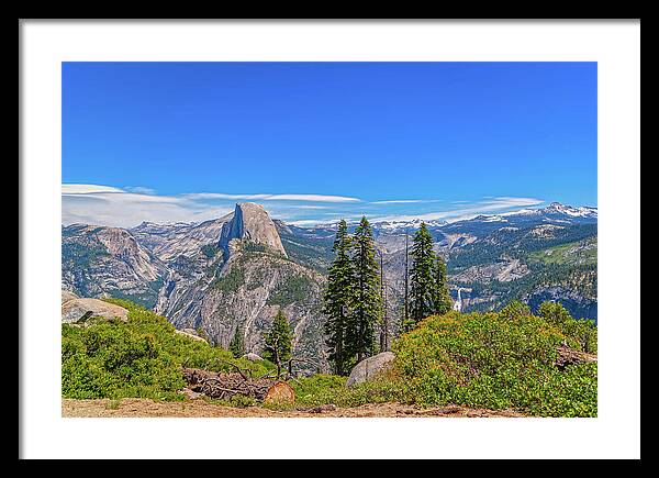 Forest Landscape of Half Dome and Waterfall - Framed Print