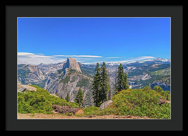 Forest Landscape of Half Dome and Waterfall - Framed Print