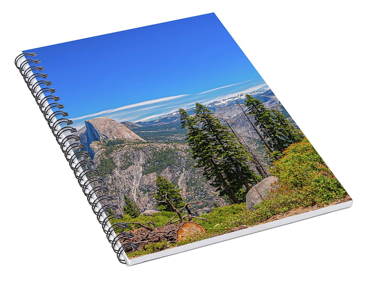 Forest Landscape of Half Dome and Waterfall - Spiral Notebook