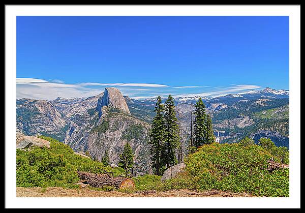 Forest Landscape of Half Dome and Waterfall - Framed Print
