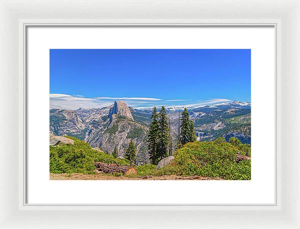 Forest Landscape of Half Dome and Waterfall - Framed Print