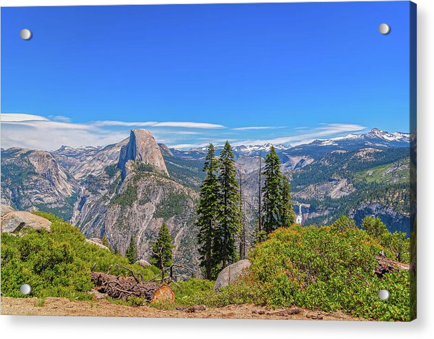 Forest Landscape of Half Dome and Waterfall - Acrylic Print