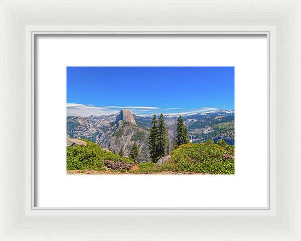 Forest Landscape of Half Dome and Waterfall - Framed Print