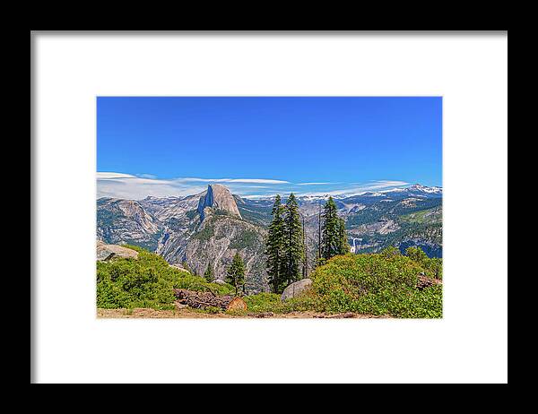 Forest Landscape of Half Dome and Waterfall - Framed Print