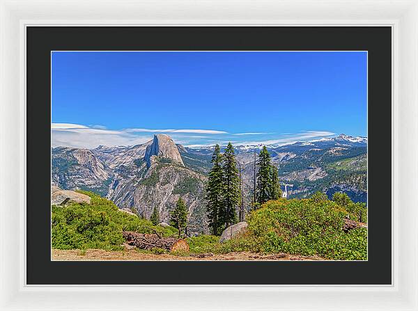 Forest Landscape of Half Dome and Waterfall - Framed Print