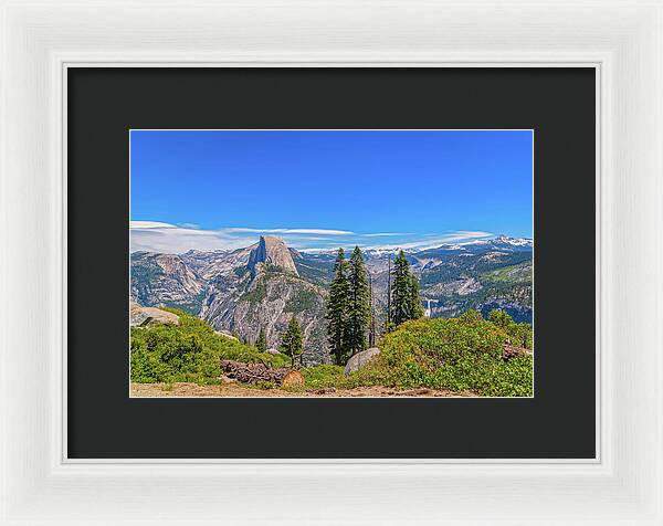 Forest Landscape of Half Dome and Waterfall - Framed Print