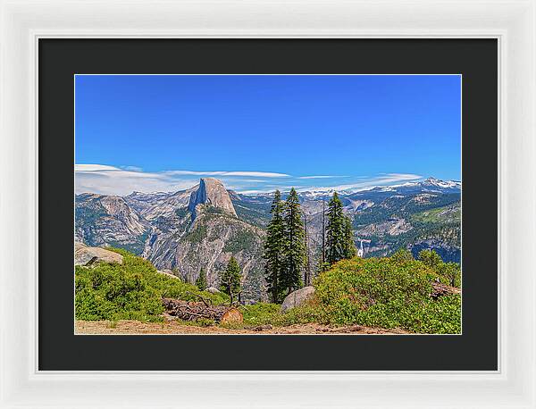 Forest Landscape of Half Dome and Waterfall - Framed Print