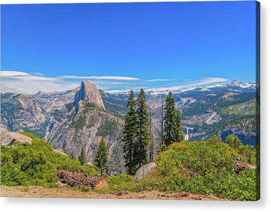 Forest Landscape of Half Dome and Waterfall - Acrylic Print