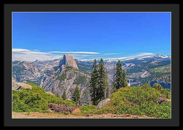 Forest Landscape of Half Dome and Waterfall - Framed Print