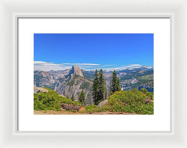Forest Landscape of Half Dome and Waterfall - Framed Print