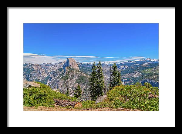 Forest Landscape of Half Dome and Waterfall - Framed Print