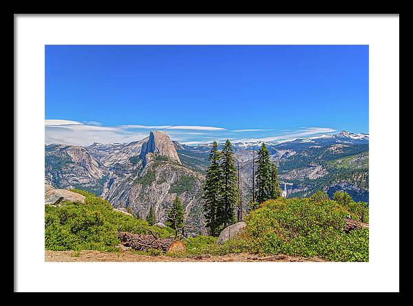 Forest Landscape of Half Dome and Waterfall - Framed Print
