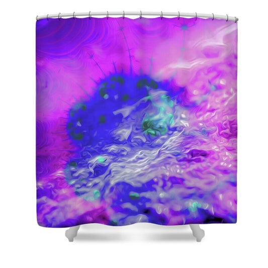 Fractal art of Dark Purples and Magentas - Shower Curtain