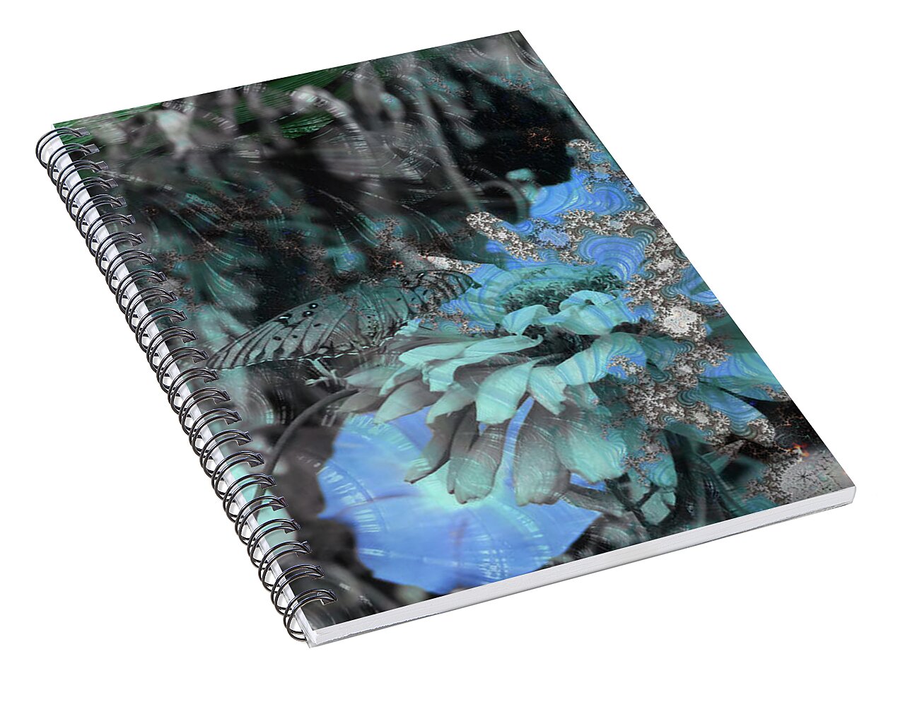 Fractals of Blue in a Garden - Spiral Notebook