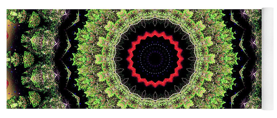 Fractals of Greens Kaleidoscope Pattern - Yoga Mat