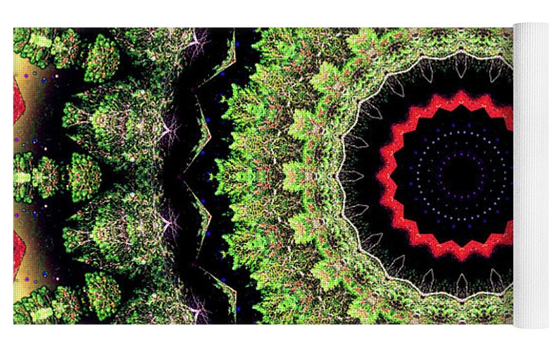 Fractals of Greens Kaleidoscope Pattern - Yoga Mat