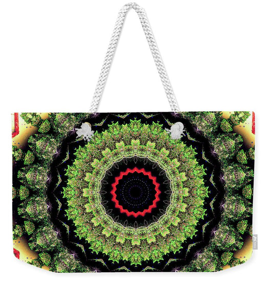 Fractals of Greens Kaleidoscope Pattern - Weekender Tote Bag