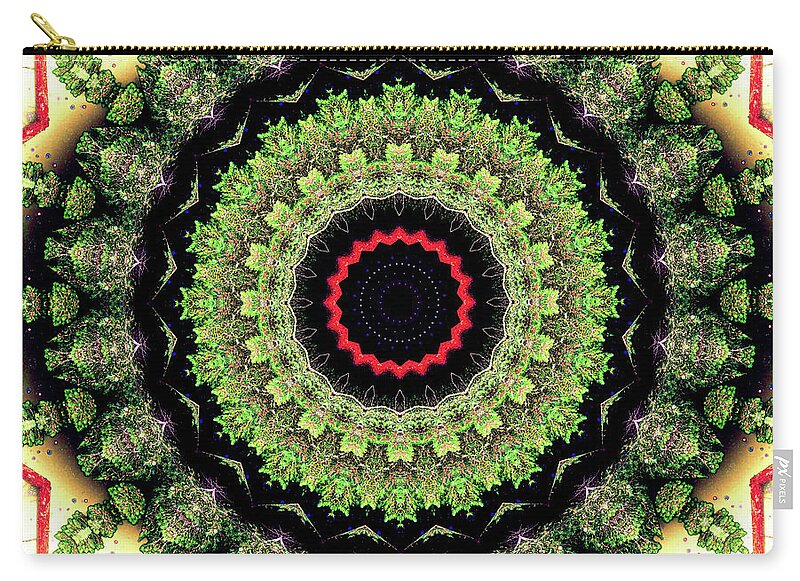 Fractals of Greens Kaleidoscope Pattern - Zip Pouch