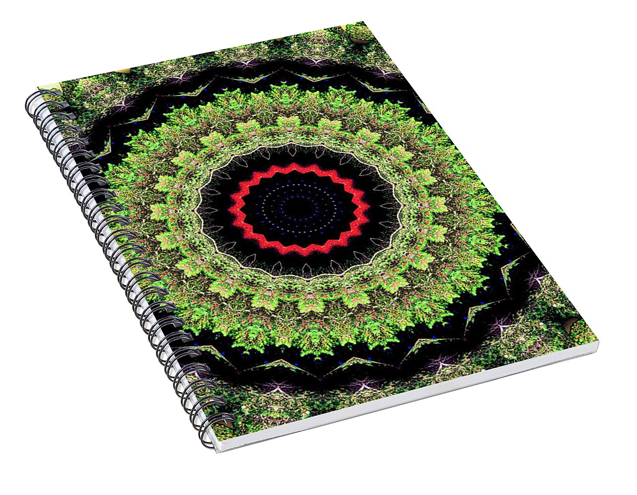 Fractals of Greens Kaleidoscope Pattern - Spiral Notebook