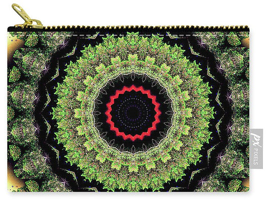Fractals of Greens Kaleidoscope Pattern - Zip Pouch