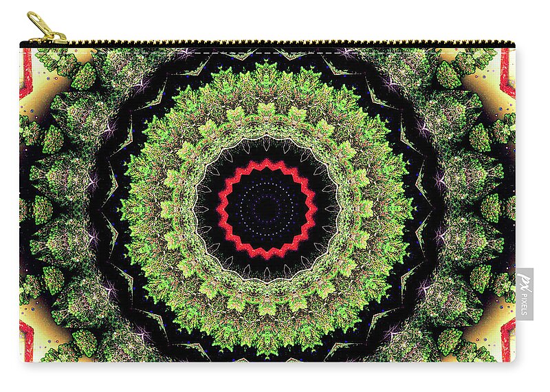 Fractals of Greens Kaleidoscope Pattern - Zip Pouch