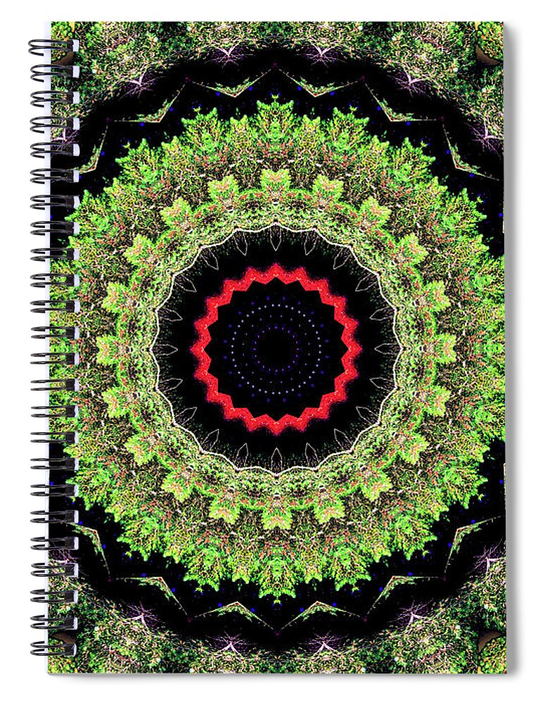 Fractals of Greens Kaleidoscope Pattern - Spiral Notebook