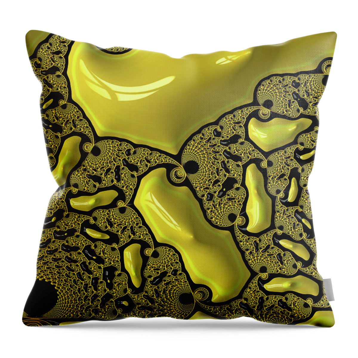 Fractals of Yellow Abstracts  - Throw Pillow