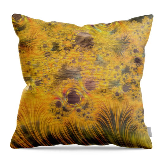 Fractals of Yellow Art - Throw Pillow