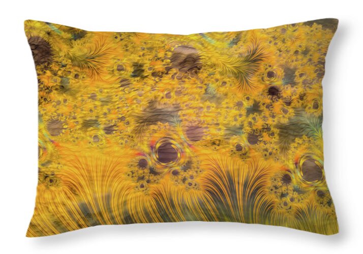 Fractals of Yellow Art - Throw Pillow
