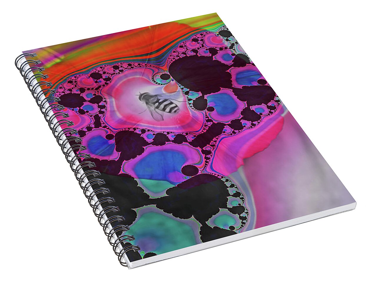 Fractals with Tiny Bumble Bee - Spiral Notebook