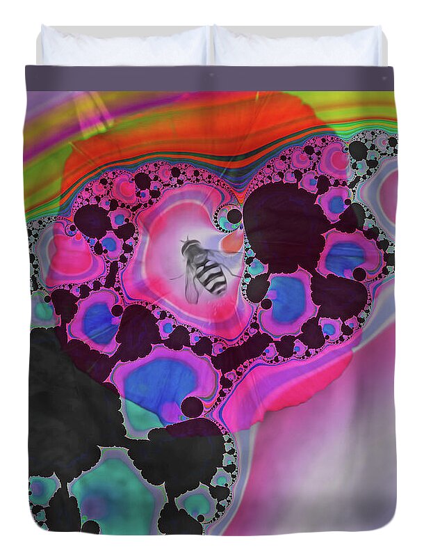Fractals with Tiny Bumble Bee - Duvet Cover