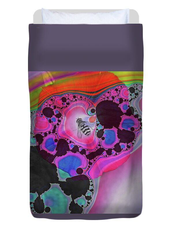 Fractals with Tiny Bumble Bee - Duvet Cover