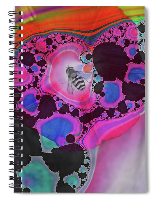Fractals with Tiny Bumble Bee - Spiral Notebook