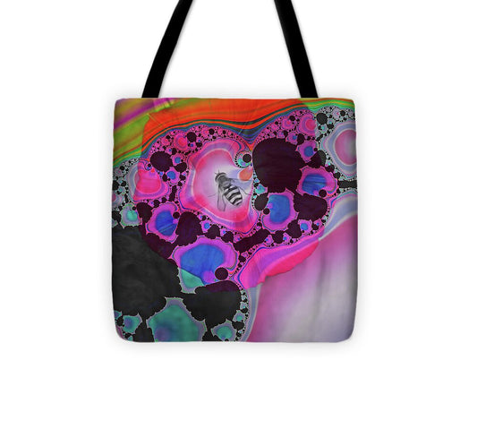 Fractals with Tiny Bumble Bee - Tote Bag