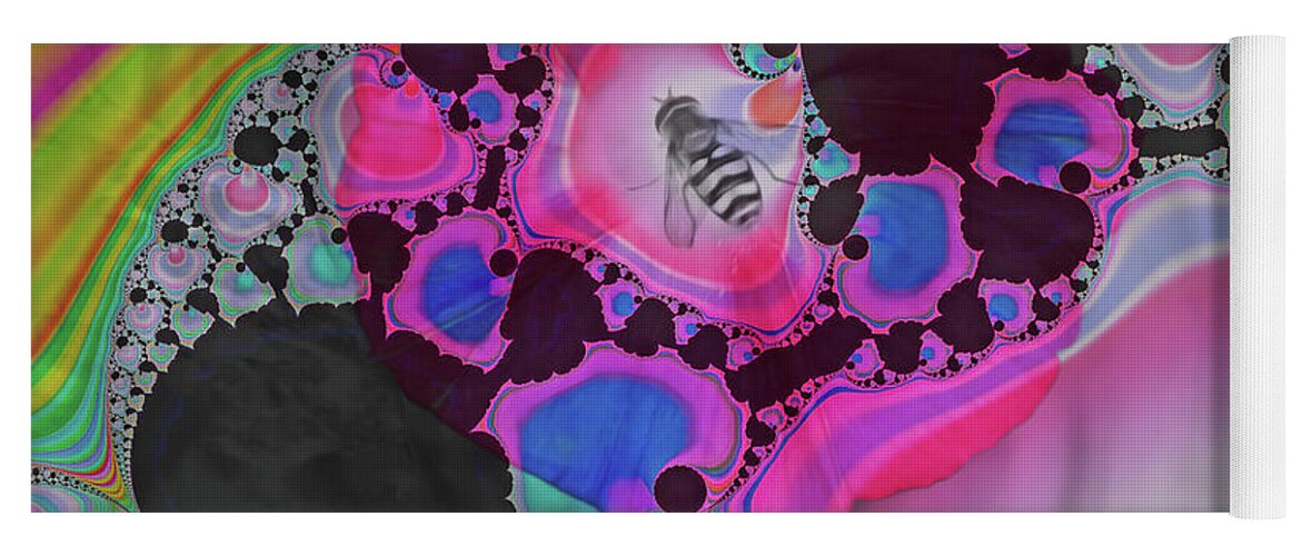 Fractals with Tiny Bumble Bee - Yoga Mat