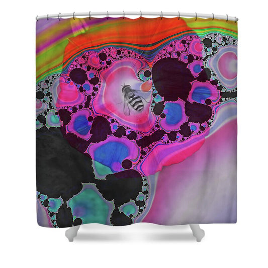 Fractals with Tiny Bumble Bee - Shower Curtain